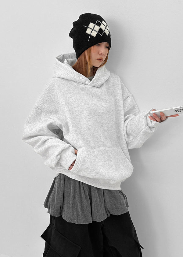 (UNISEX) Hettu Fleece Button Hoodie