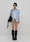 (UNISEX) Neod Stripe Short Sleeve Shirt