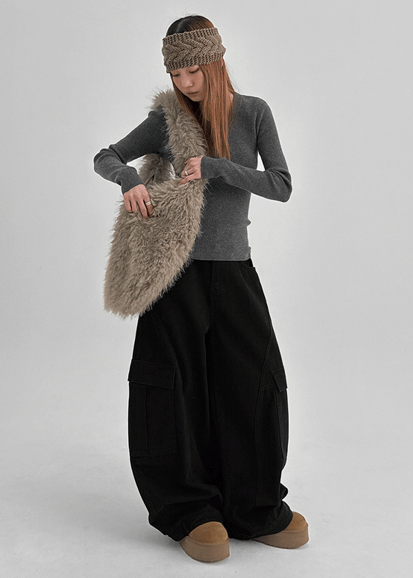 (UNISEX) Plefit Wide Balloon Cargo Pants