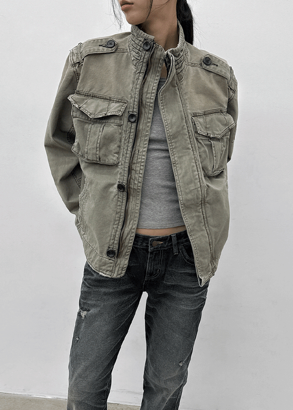 (UNISEX) Dedy Washed Stitch Field Jacket
