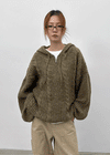 (UNISEX) Solpin Half-zip Cable Knit Hoodie