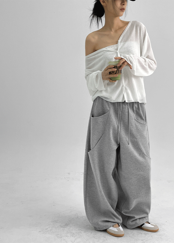 UNISEX) Double-breasted Balloon Wide Two-way Banding Pants – BLACKUP
