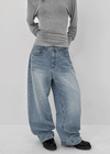 (UNISEX) Comeh Washed Wide Denim Pants