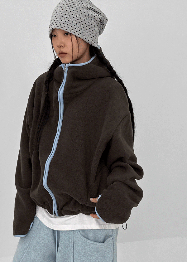 (UNISEX) Meville Warmer Fleece Two-way Hooded Zip-up