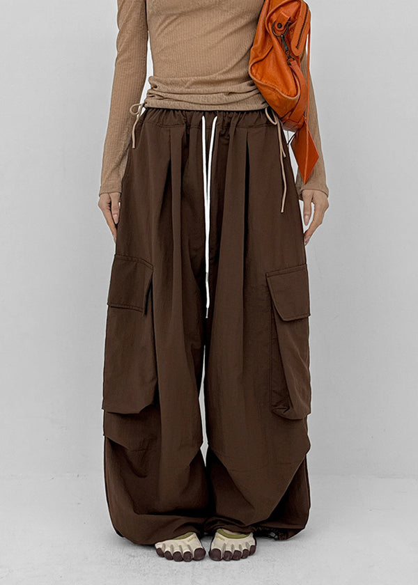 (UNISEX) Char Nylon Cargo String Pants