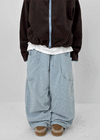 (UNISEX) Wicket Cut Balloon Fleece Wide Banding Pants