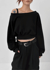 Eldito Off-shoulder Crop Man-to-man