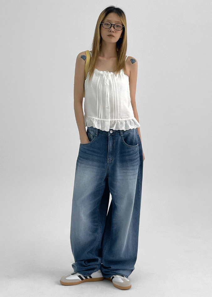 Blung Summer Washing Wide Denim Pants – BLACKUP