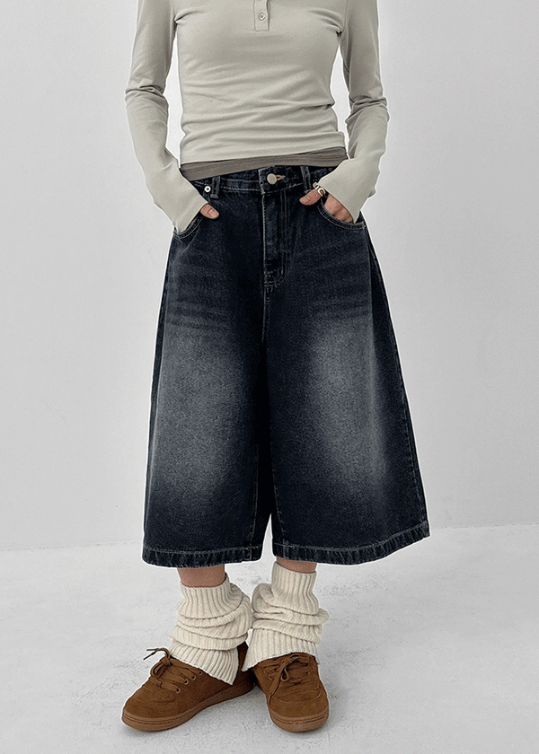 Deanjoy Washed Bermuda Denim Pants