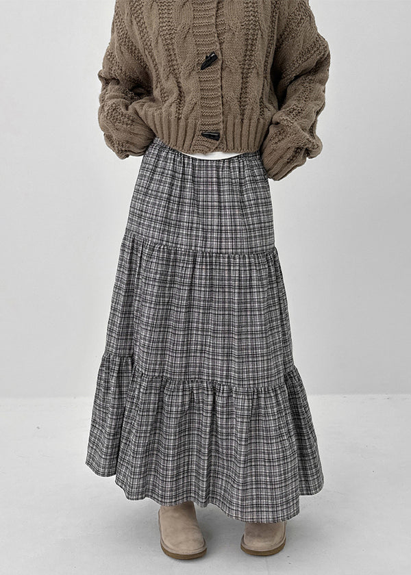 Tog Peach Fleece Check Cancan Long Skirt