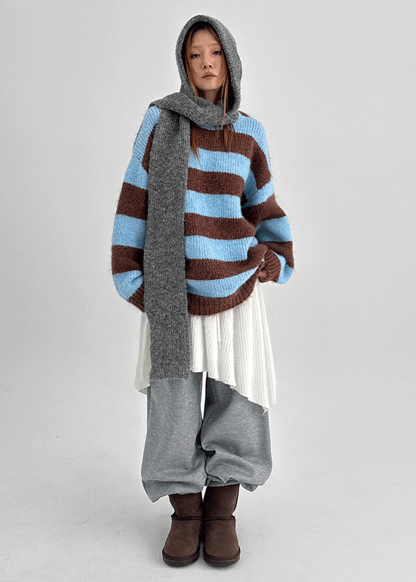 Mite Stripe Loose Fit Wool Knit