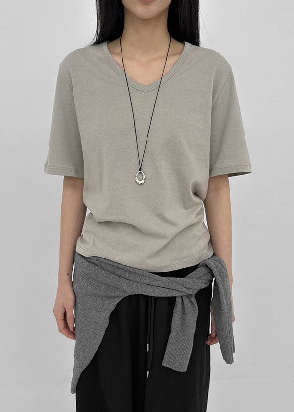 Bencals Washed Cotton V-neck Short Sleeve Tee