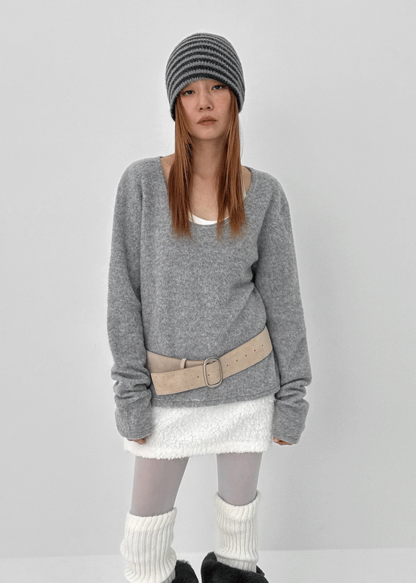 Monchern Fleece U-neck Long-sleeved T-shirt