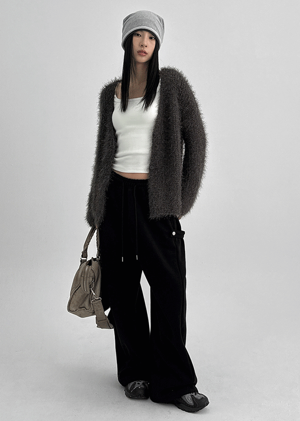 Fuzzy Acrylic Cardigan