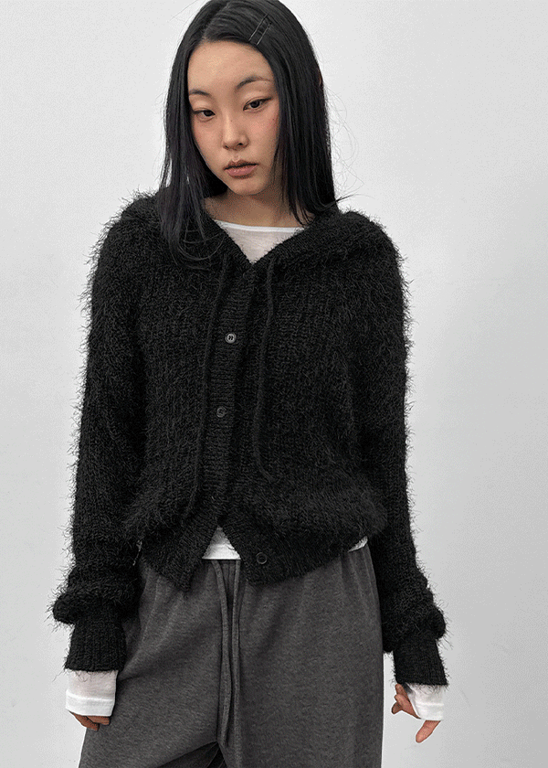 Bune Boucle Knit Hooded Cardigan