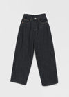 No-feather raw denim wide pants