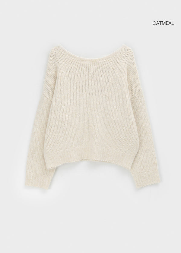 鬆身船領毛線編織