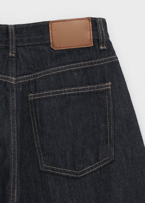 No-feather raw denim wide pants