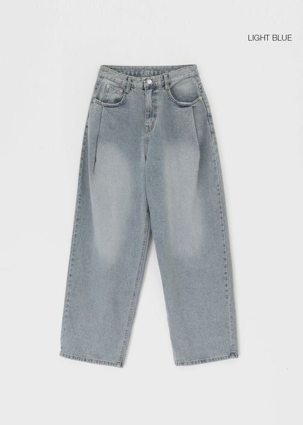 Moblanc One Tuck Wide Denim Pants