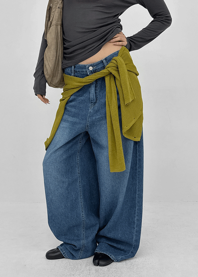 Hummen Summer Wide Balloon Denim Pants – BLACKUP
