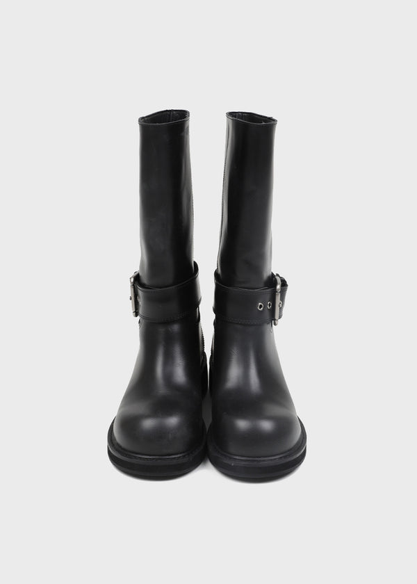 Hudnang 鈕扣皮革中靴