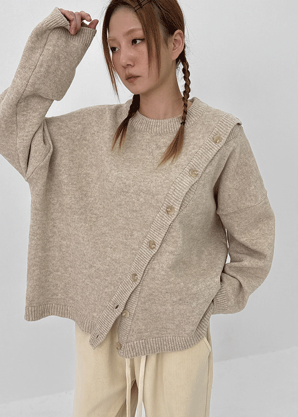 Macco Overfit Button-up Wool Knit