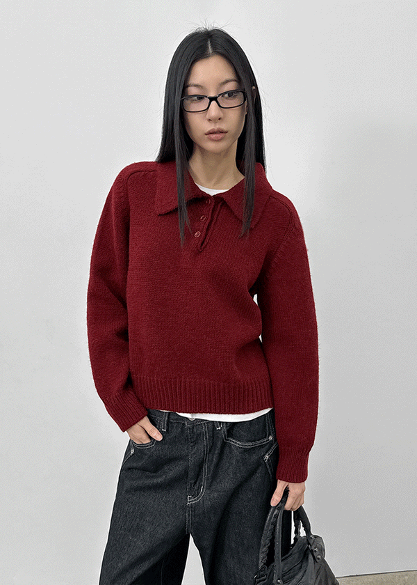 Horn Button Collar Knit