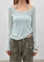 Philove Tencel Wide U-neck Long Sleeve Tee