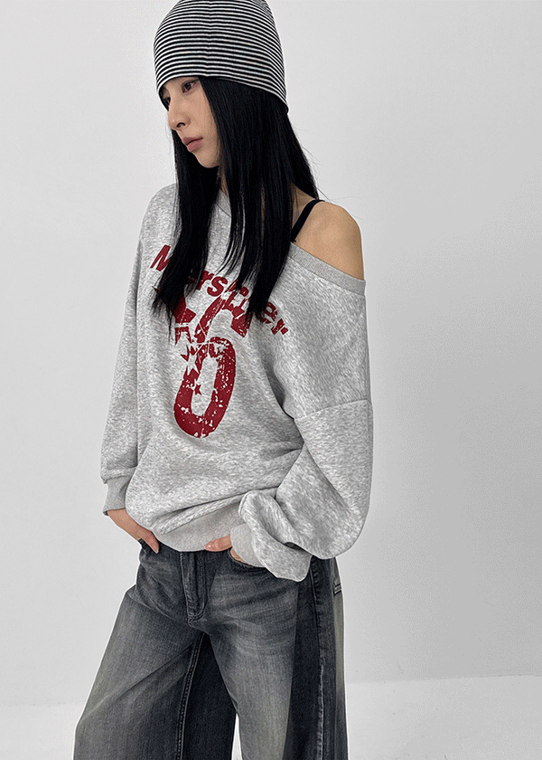 Kinya Printing Off-shoulder Man-to-man