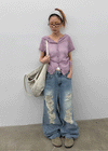 Rockle Damaged Wide Denim Pants