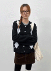 Plinilo Argyle Wool Knit Cardigan