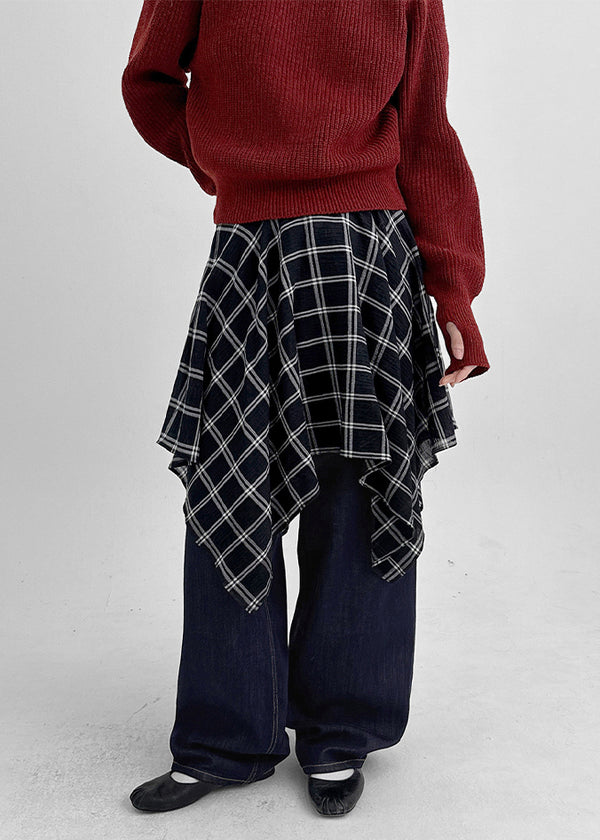 Chestin Check Unbalanced Midi Skirt