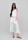Cup Button Capri Elastic Pants