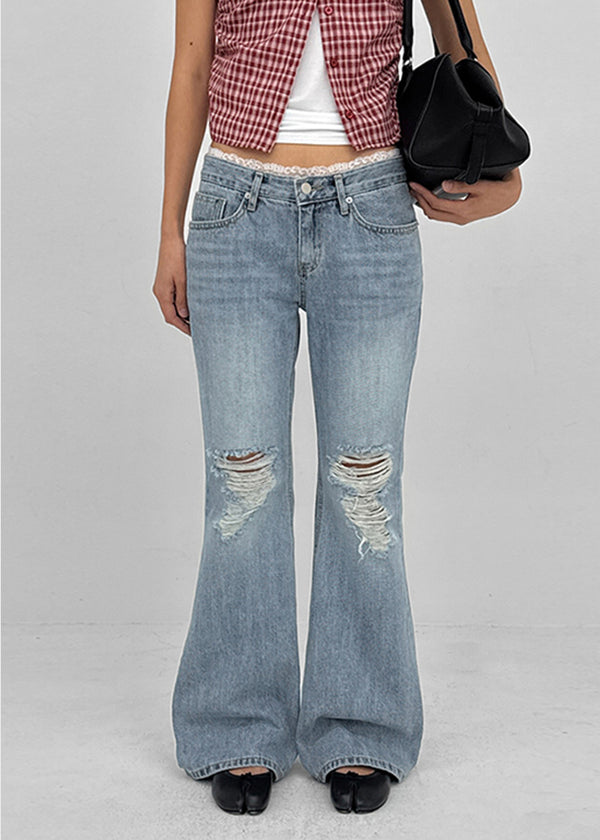 Danha Damaged Bootcut Denim Pants