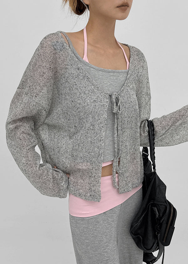 Rivets Knit Linen Cardigan