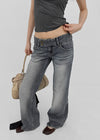 Warped low-waisted wide bootcut denim pants