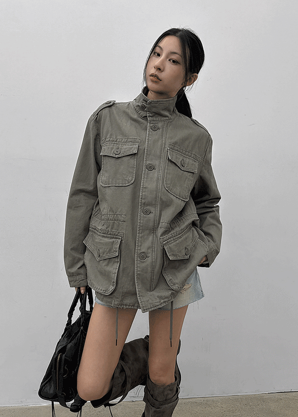 Bay Washed Button Field Jacket