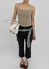 Shupong Henley Neck Lace Crop Sleeveless (Built-in Cap)