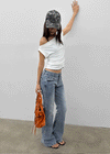 Bere Shirred Off-shoulder Short-sleeve Tee