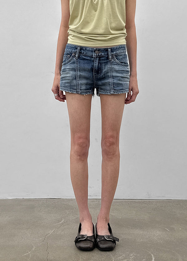 Murky low-waisted denim shorts