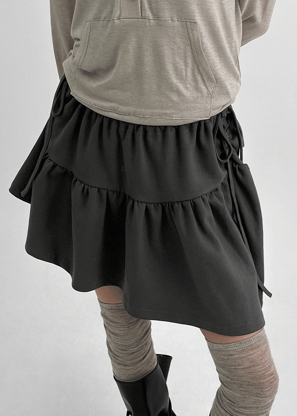 Hartin Unbalanced Shirring Mini Skirt