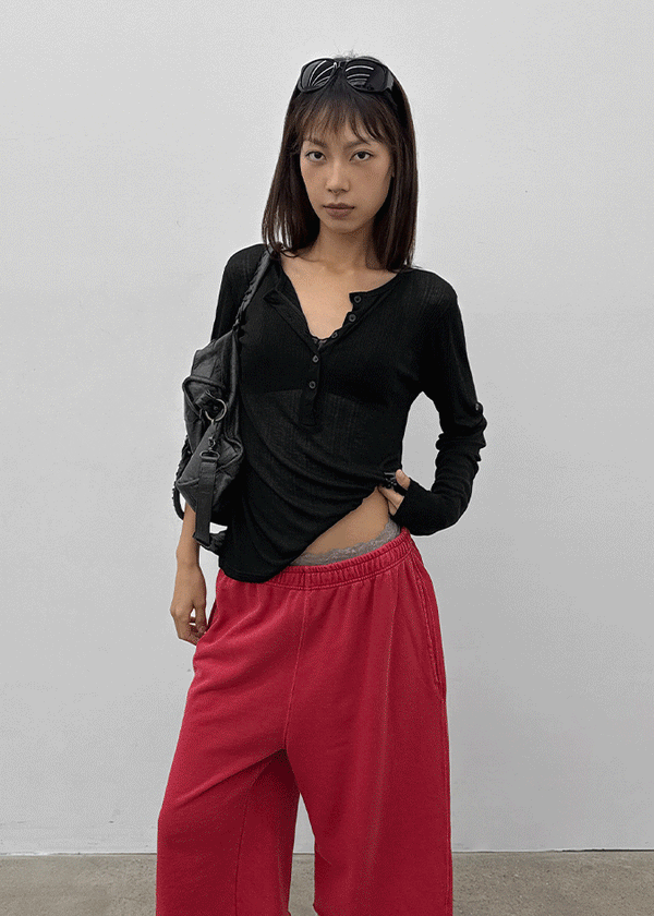 Debpin Henley Neck Roll-up Summer Long Sleeve Tee