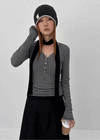 Deltoy Color Block Patch Wool Knit Beanie