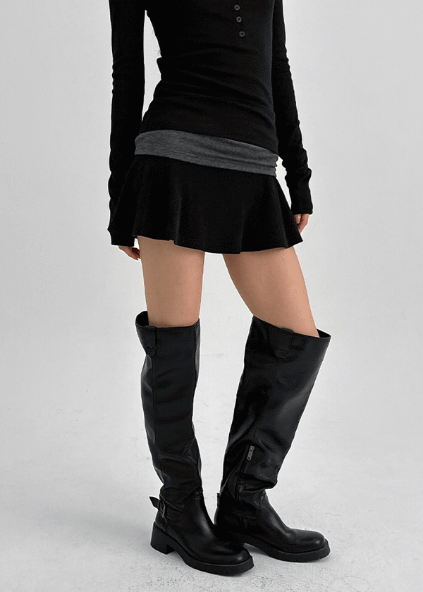 Whicom Flare Mini Skirt Pants