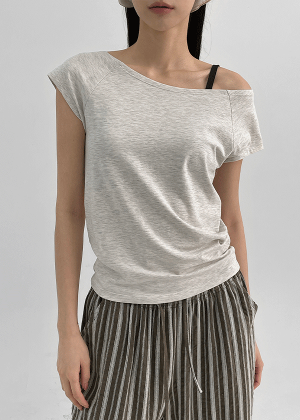 Chensha Boat Neck Raglan Short Sleeve Tee