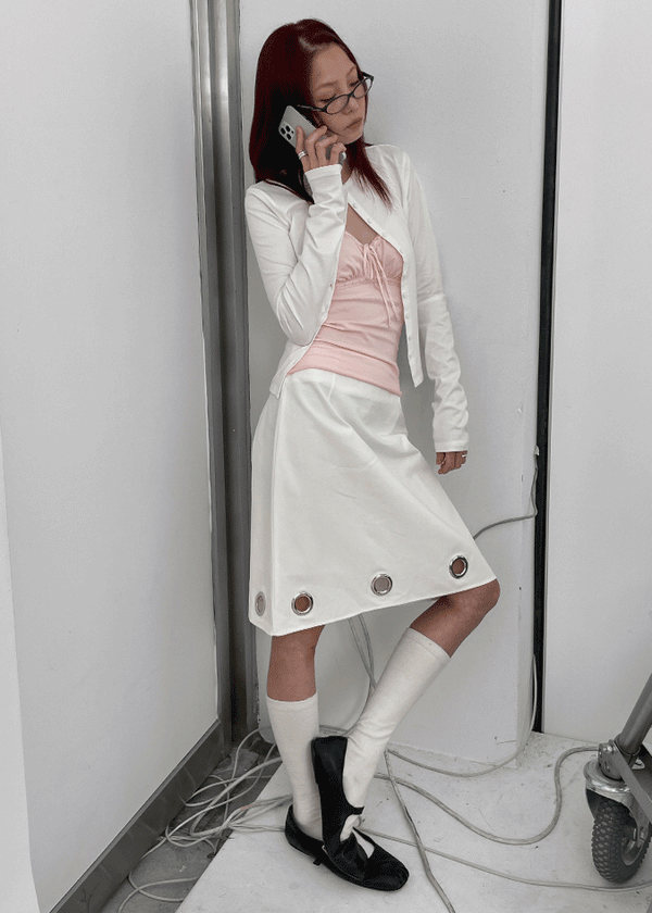 Hebre Eyelet Midi Skirt