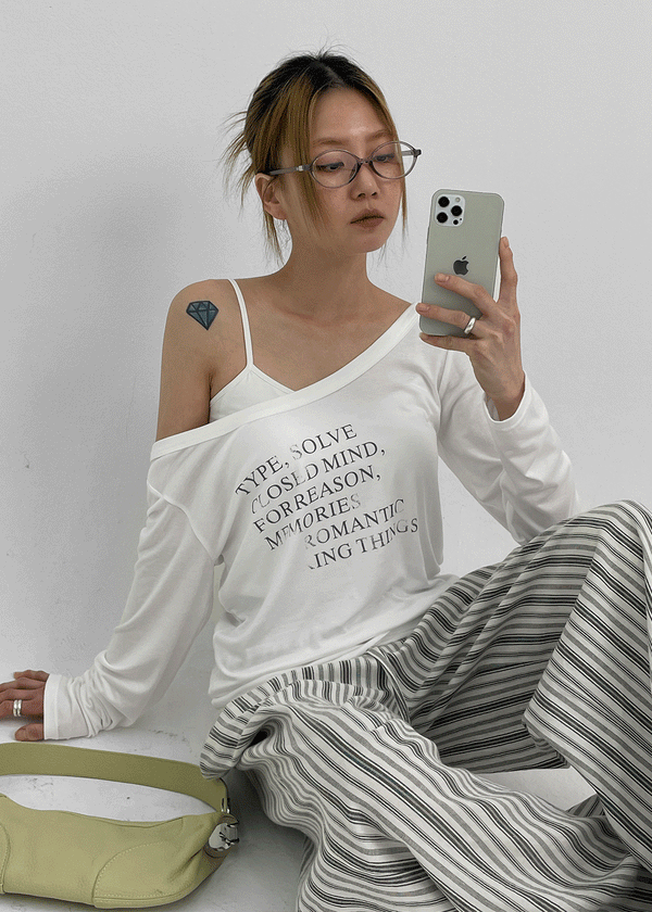 Pollem Lettering Off-Shoulder Long Sleeve