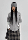 Totori Loose Fit Short Sleeve Layered Long Sleeve T-shirt