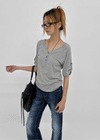Lamber Button Roll-up Short Sleeve Tee