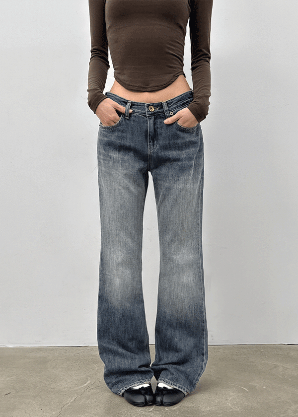 Cash Wong Washed Bootcut Denim Pants